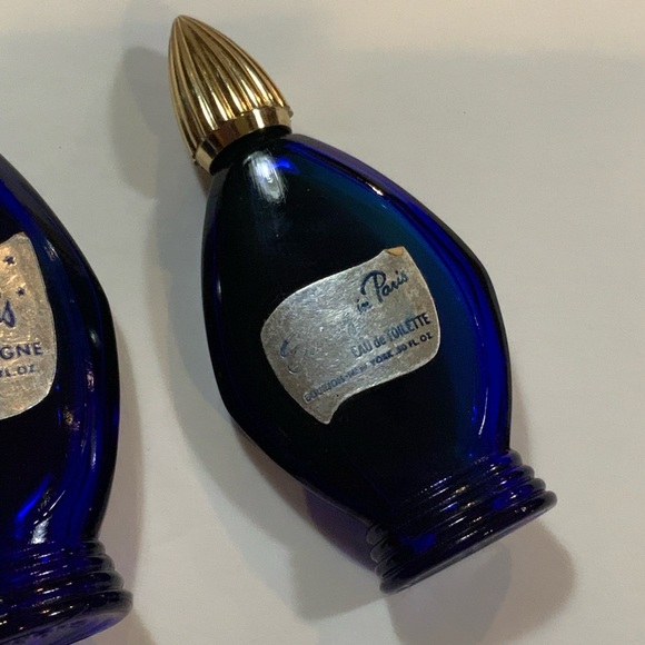 Evening In Paris Bottle Cobalt Blue Glass Lot Vintage 40s - Picture 3 of 4